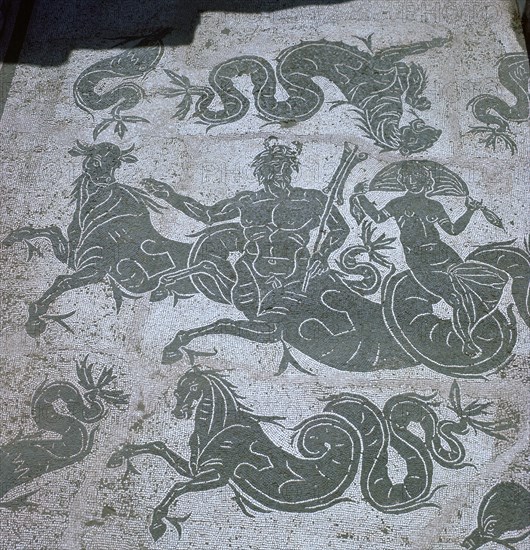 Roman floor mosaic showing Neptune, 3rd century. Artist: Unknown