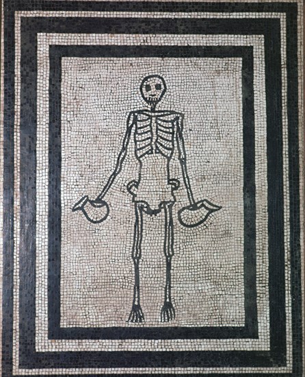 Roman mosaic of a skeleton, 1st century. Creator: Unknown.