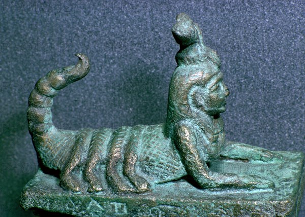 Egyptian lid of a bronze receptacle for a dead scorpion. Artist: Unknown