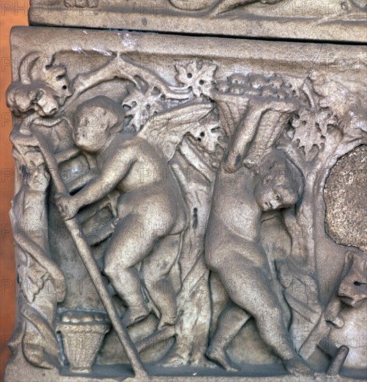 Detail of a Roman sarcophagus, 2nd century. Artist: Unknown