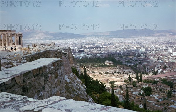 View of the Athenian Agora from the Acropolis. Artist: Unknown