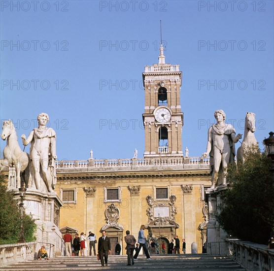 Statues of the Dioscuri at the top of Michelangelo's steps, 16th century.  Artist: Michelangelo Buonarroti