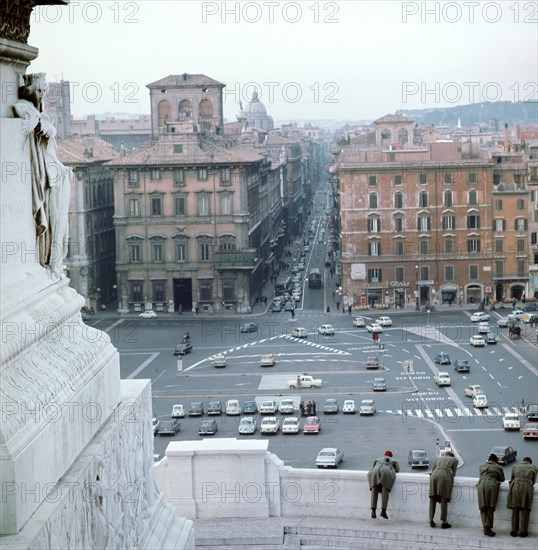 Piazza Venezia from monument of Victor Emmanuel II of Italy, 19th century Artist: Unknown