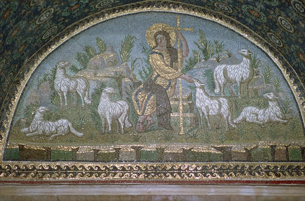 Mosaic of Christ the Good Shepherd, 5th century BC.. Artist: Unknown