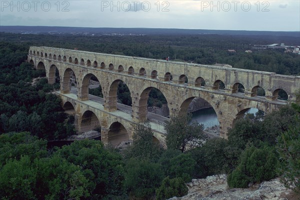 Roman aqueduct in Pont du Gard, France, 1st century. Artist: Unknown