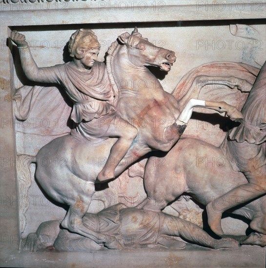 Alexander Sarcophagus, showing Alexander the Great in battle, 4th century. Artist: Unknown