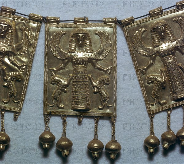 Greek gold pectoral plaque showing Artemis, 7th century BC. Artist: Unknown