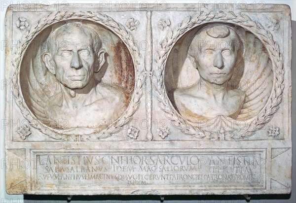 Roman funerary relief of a husband and wife. Artist: Unknown