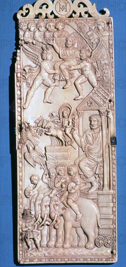Ivory lead of a diptych showing the apotheosis of an emperor, 2nd century. Artist: Unknown