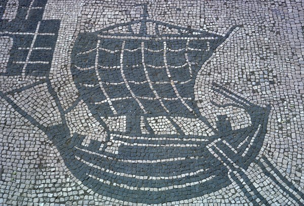 Roman mosaic of a merchant ship, 2nd century. Artist: Unknown