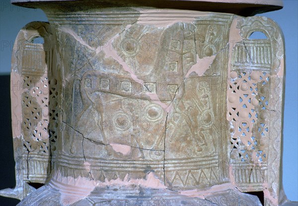 Funerary vase with a relief decoration of the horse of Troy, 7th century BC. Artist: Unknown