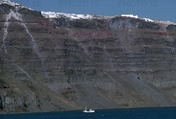 Cliffs inside the crater of the volcano on Santorini, 15th century BC. Artist: Unknown