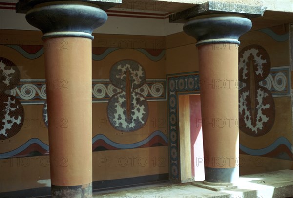 Fresco of shields in the grand stairway at Knossos, 18th century BC. Artist: Unknown