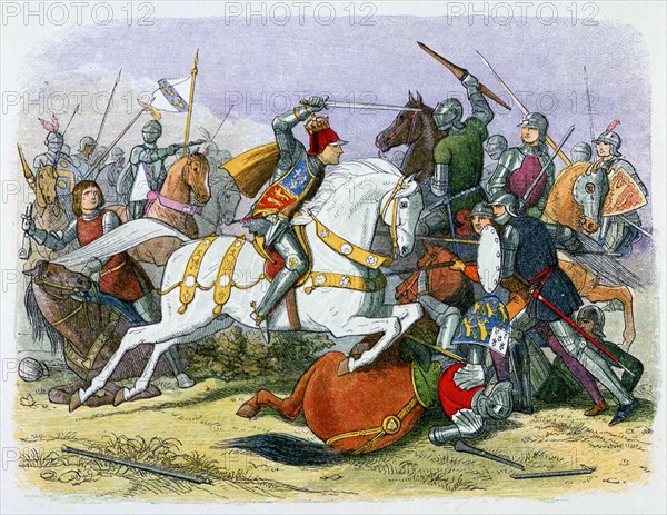 Illustration of Richard III at the Battle of Bosworth, 19th century. Artist: James William Edmund Doyle