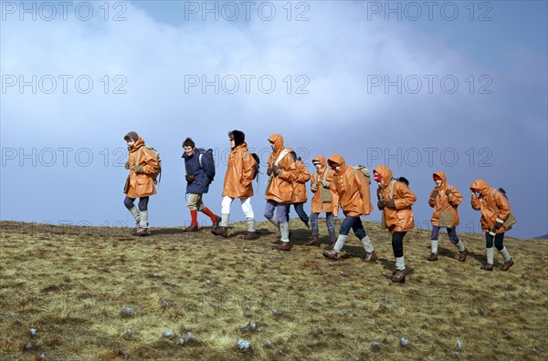 Group of schoolchildren in the Brecon Beacons. Artist: Unknown