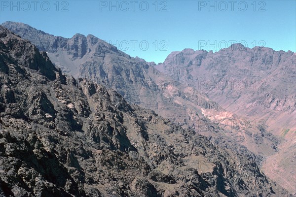 View from the pass descending to Sidi Chamharouch in Morocco.