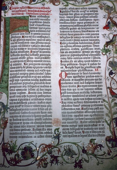 A page from the Gutenberg Bible, 15th century. Artist: Johannes Gutenberg