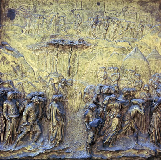 Detail of the doors of Paradise showing the Israelites at Jericho, 15th century. Artist: Lorenzo Ghiberti