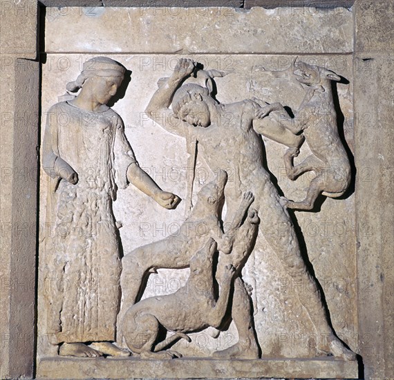 Actaeon being devoured by Artemis' dogs, 5th century BC. Artist: Unknown