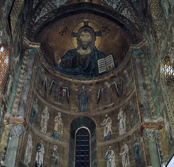 The Pantocrator Mosaic in Cefalo Cathedral, 12th century. Artist: Unknown
