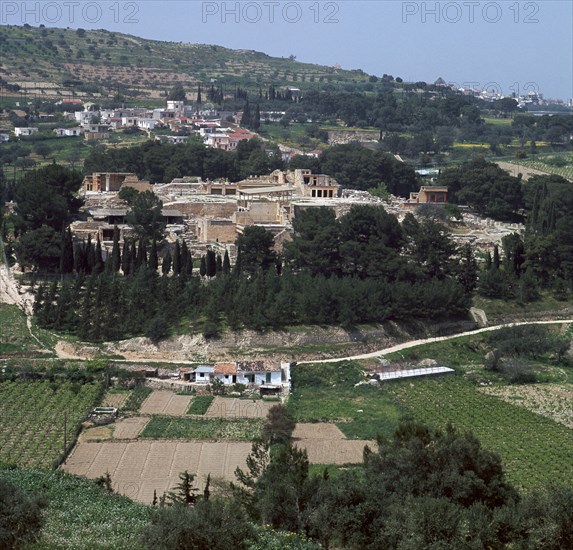 View of the Royal Minoan palace of Knossos, c.1700-1300 BC. Artist: Unknown