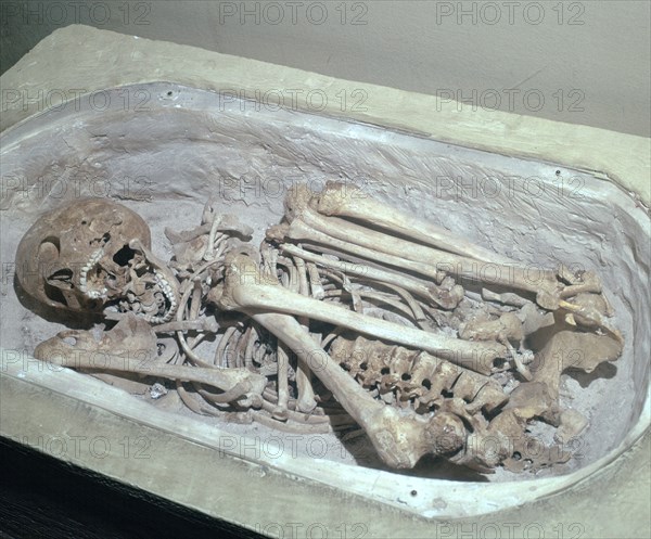 Late Minoan burial in a 'Bath Tub Sarcophagus', 11th century BC. Artist: Unknown