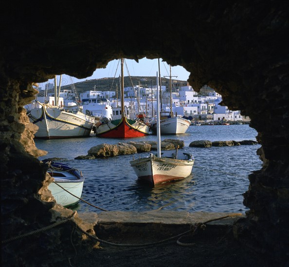 The town of Naoussa seen from the fort in the harbour