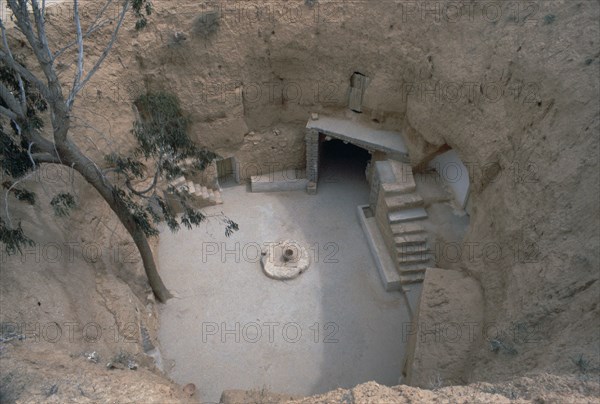 Pit dwelling in Tunisia.