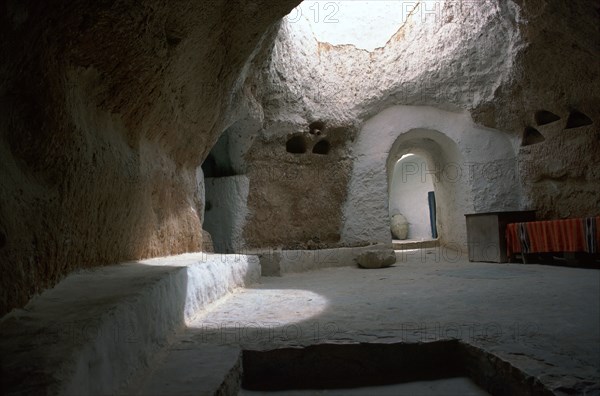 Pit dwelling in Tunisia.