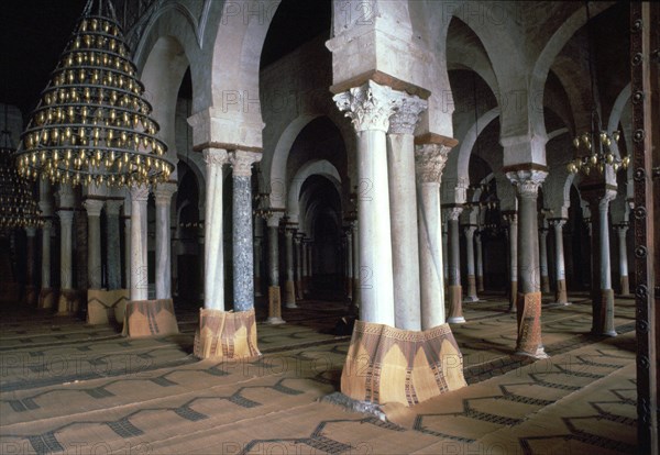 Prayer room of the Great Mosque in Kairouan, 7th century. Artist: Unknown