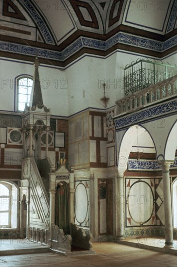 Interior of the mosque at Acre. Artist: Unknown