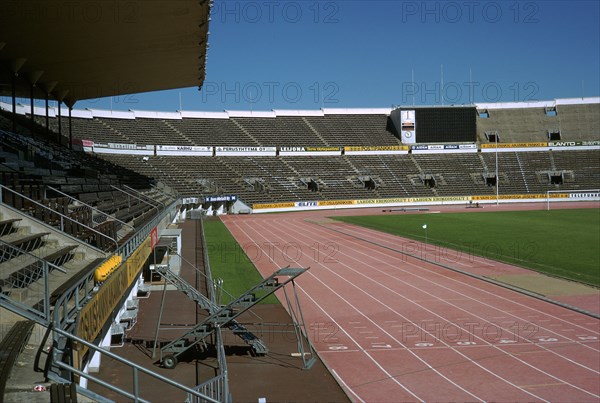 Interior of Olympic stadium in Helsinki, 1930s. Artist: Unknown