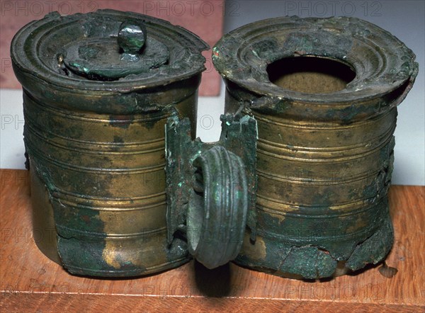 Bronze Roman inkpots, 2nd century. Artist: Unknown