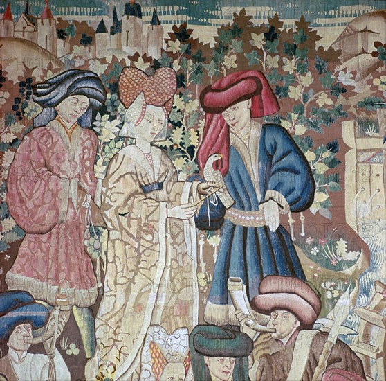 Detail from the Devonshire Hunting Tapestries, 15th century. Artist: Unknown