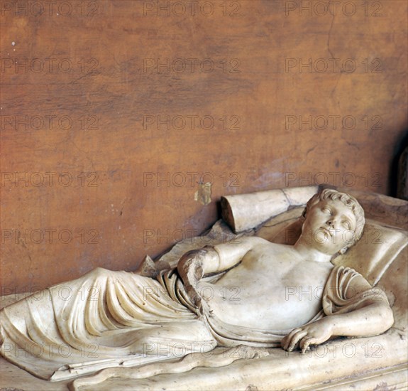 Effigy of a youth on a Roman sarcophagus, 2nd century. Artist: Unknown