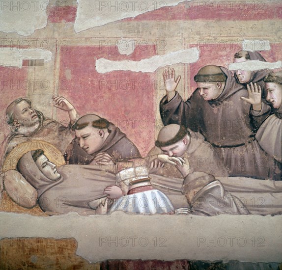 Depiction of the death of St Francis of Assisi, 14th century. Artist: Giotto