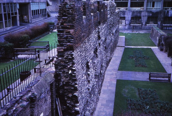 Remains of Roman Wall near Museum of London, 20th century. Artist: CM Dixon.