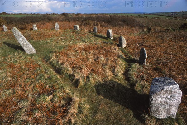 Boscawen-Un Stone Circle near St. Buryan, Penwith, Cornwall, 20th century. Artist: CM Dixon.