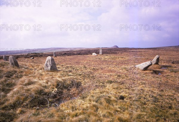 Nine Maidens Stone Circle, Cornwall, 20th century. Artist: CM Dixon.