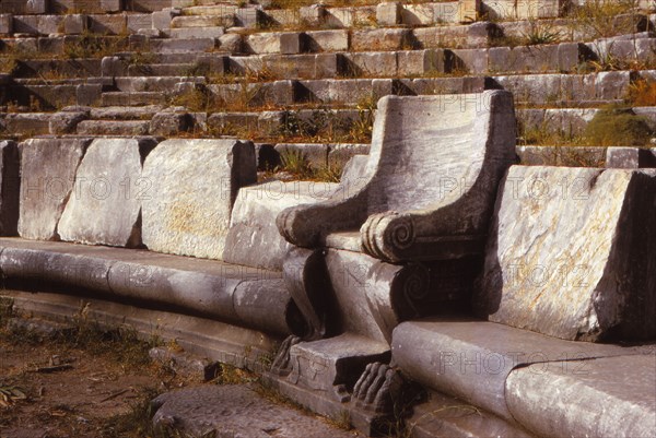 Prohedriai in the Greek Theatre of Priene, Turkey, 20th century. Artist: Unknown.