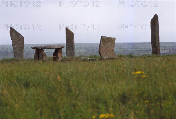 Megalithic Circle and Dolmen, c3rd millennium BC, Stenness, Orkney, Scotland, 20th century. Artist: CM Dixon.
