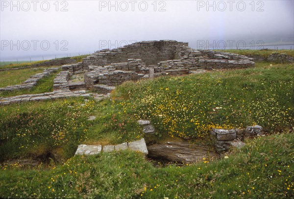 Cobbie Rows Castle, c1145, Isle of Wyre, Orkney, Scotland, 20th century. Artist: CM Dixon.