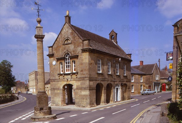 18th Century Market Hall and Cross on Roman Column with Sundial, Martock,  Somerset, 20th century. Artist: CM Dixon.