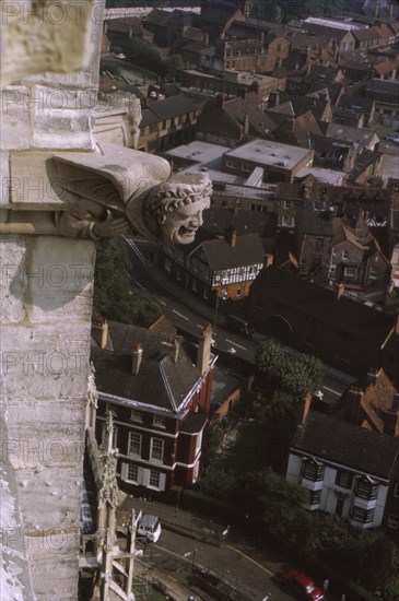 Gargoyle on tower, York Minster, 1958. Artist: CM Dixon.