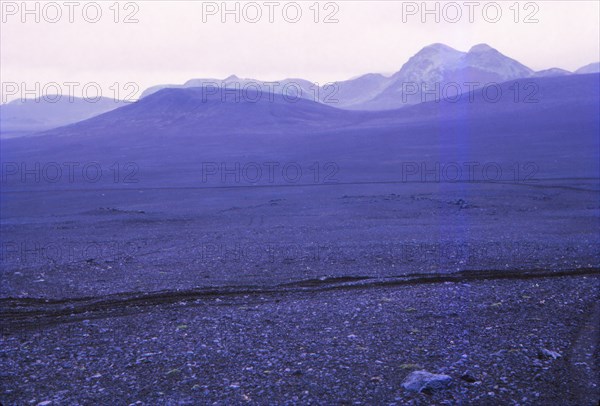 Black volcanic landscape near Tungnaa River, Iceland , 20th century. Artist: CM Dixon.