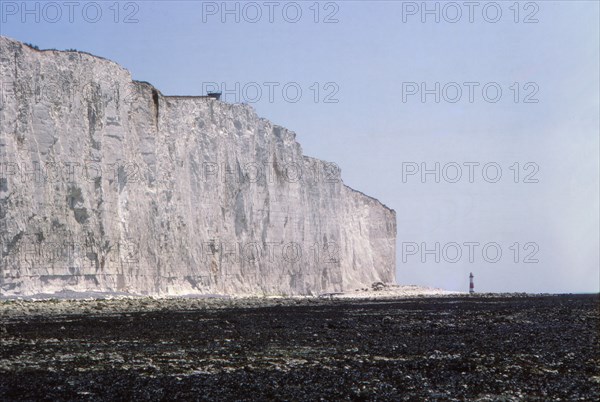 Chalk Cliffs and Lighthouse at Beachy Head, Sussex, 20th century. Artist: CM Dixon.