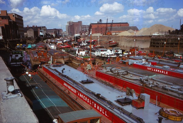 Canal Barges at Hull docks, Yorkshire, 20th century.  Artist: CM Dixon.