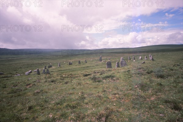 Scorhill Stone Circle, Dartmoor, Devon, 20th century. Artist: CM Dixon.