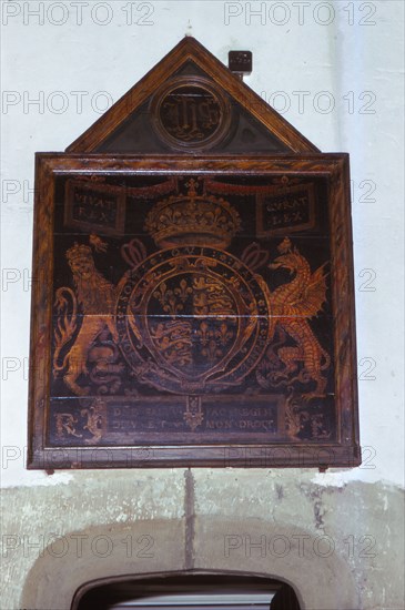 Royal arms of King Edward VI, St Mary's Church, Westerham, Kent, 20th century. Artist: CM Dixon.