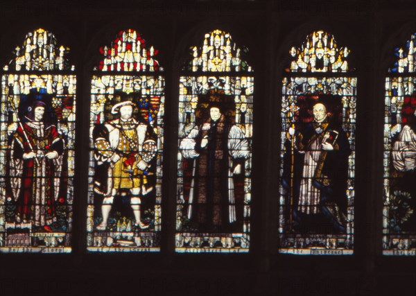 Henry IV, Henry VIII and Archbishops Cranmer and Laud, Canterbury Cathedral, Kent, 20th century. Artist: CM Dixon.